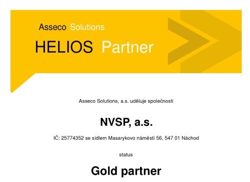 Dvojnásobné ocenění GOLD Partner od společnosti Asseco Solutions, a.s.